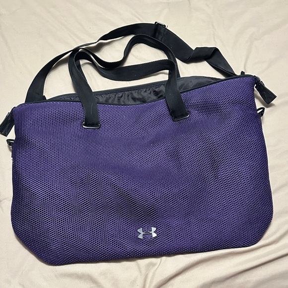 Under Armour Handbags - Under Armour Black and Purple Gym Bag